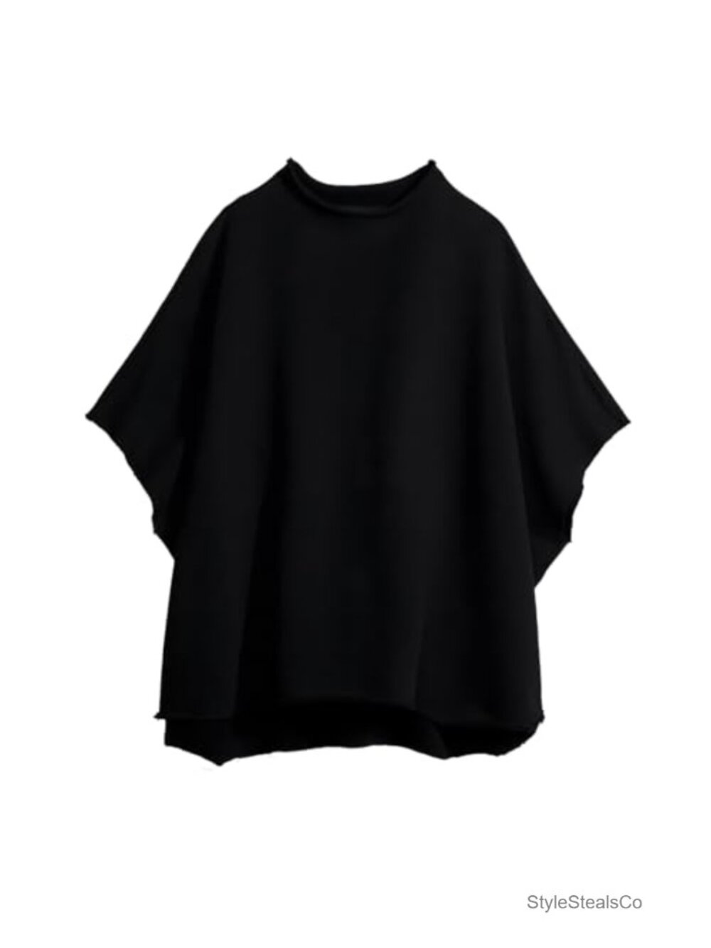 Oversized Funnel Neck Capelet Pullover with Batwing Sleeves